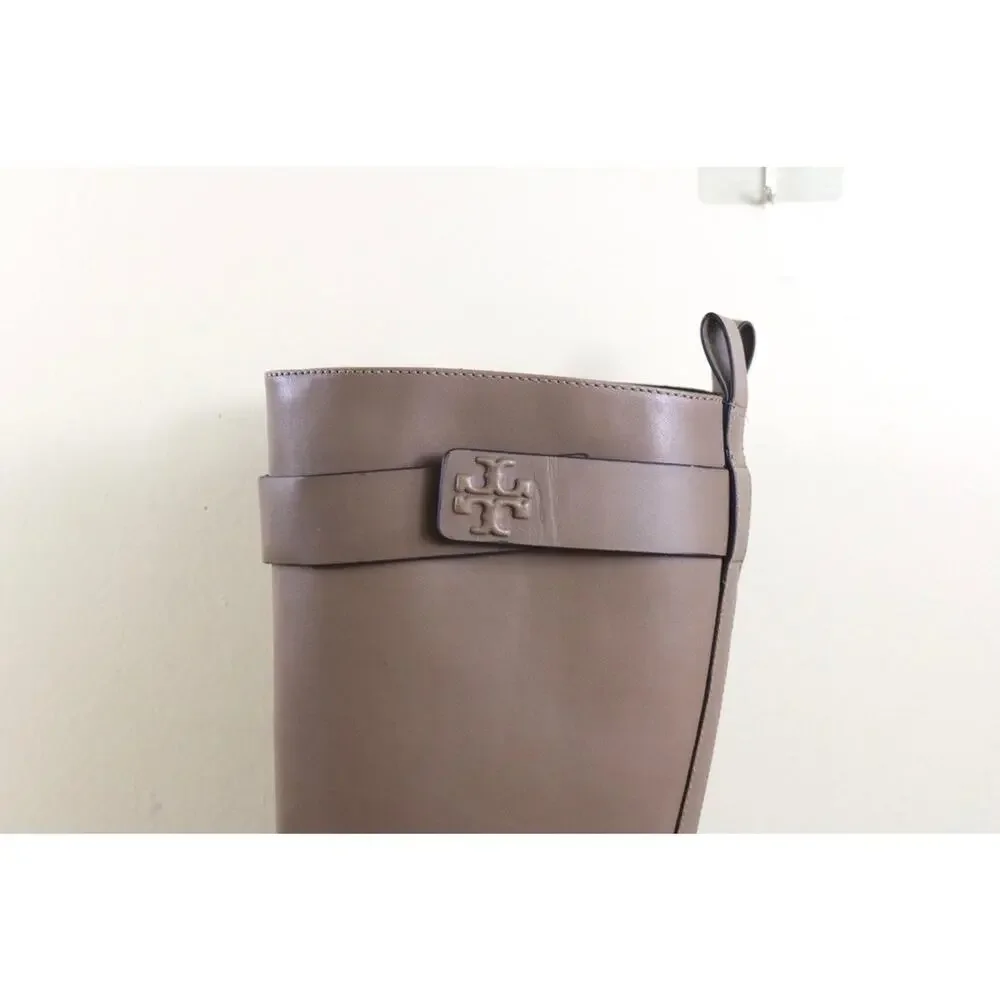 New Tory Burch Boots 7M Brown Leather Almond Flour Double T utility Shoes